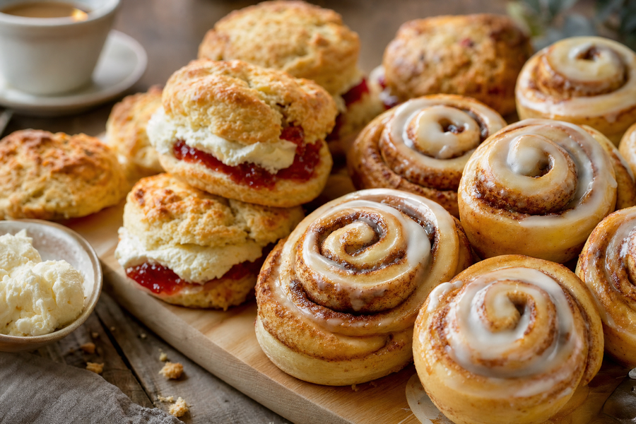 Zimtschnecken und Scones